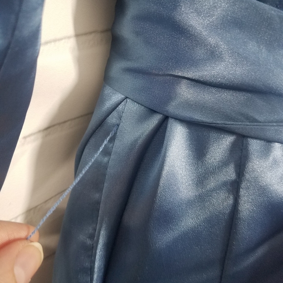 Jaclyn Smith Blue Satin Button Down Blouse - Picture 4 of 12